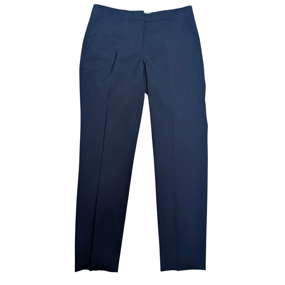 JCrew Cigarette Dress Pants 2 Navy Blue Stretch Career Capsule Minimalist Preppy